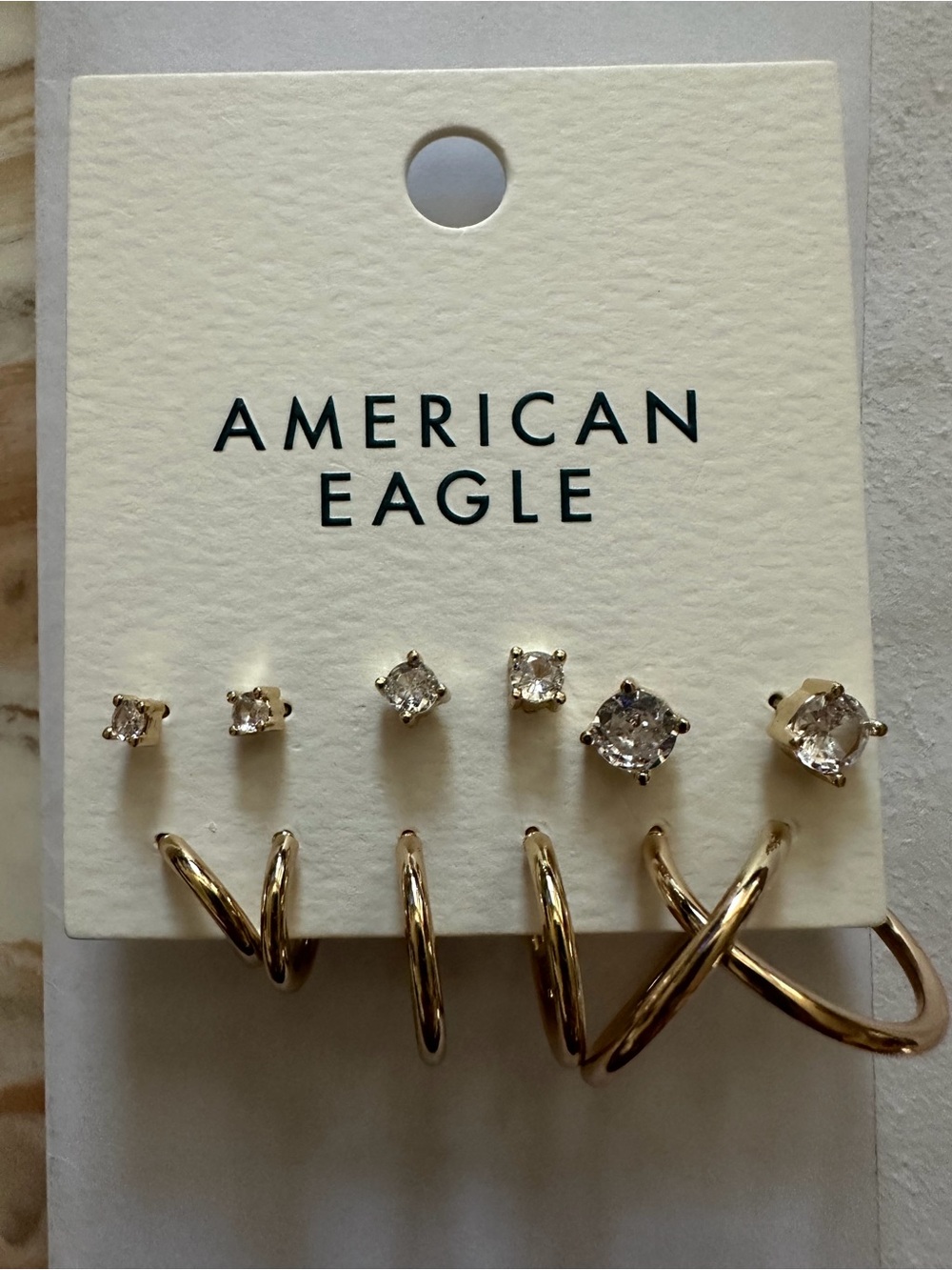 American Eagle Outfitters Gold and Clear Crystal Earring Set